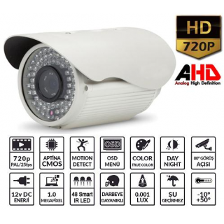 POWERGATE AHD-480HD 1MP 720P 48Led 3.6mm Kamera
