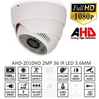 POWERGATE AHD-2010HD 2MP 1080P 36 Led 3,6mm Dome K