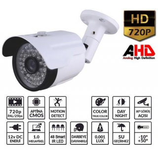 POWERGATE AHD-711 1MP 720P 48 Led 3.6mm Kamera