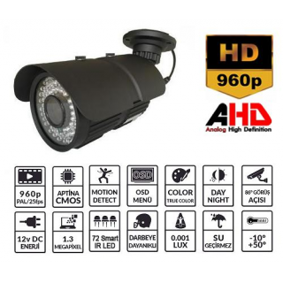 POWERGATE AHD-993VF 1,3MP 72 Led 2,8-12mm Kamera
