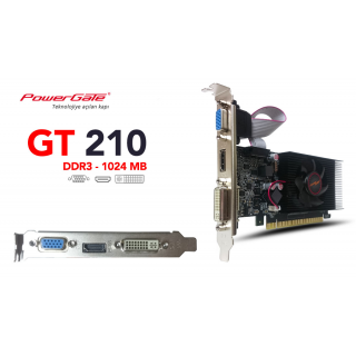 POWERGATE PG-GT210-1G-AR 1Gb GDDR3 HDMI, DVI, Analog Ekran Kartı