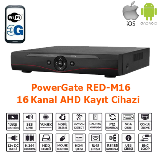 PowerGate RED-M16 16K 2Mpix GM 3G AHD DVR